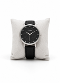 Men's Floral Dial Watch with Faux Leather Strap