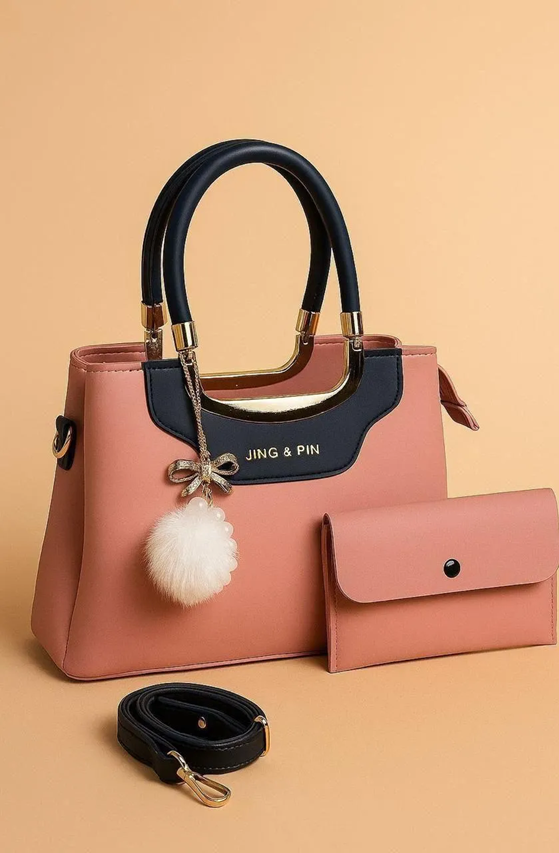 Luxury Maroon Leather Shoulder Bag & Card Holder Set