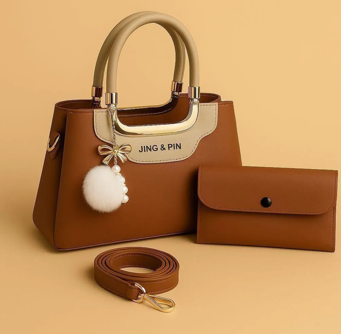 Luxury Maroon Leather Shoulder Bag & Card Holder Set