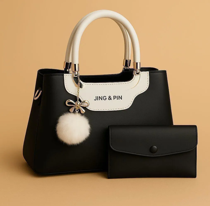 Luxury Maroon Leather Shoulder Bag & Card Holder Set