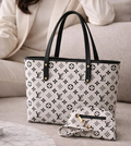 Luxury Black Leather Shoulder Bag for Women with Gold Lock Detail