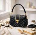 Fashionable Black Leather Tote Shoulder Bag