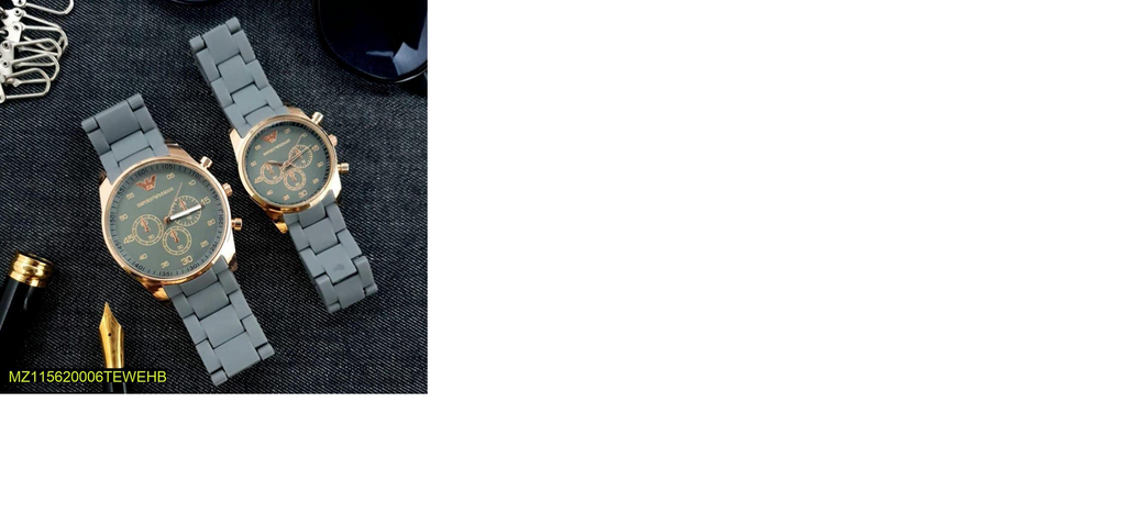Grey Chronograph Watch for Couples, Stainless Steel, Gold Accents, Water Resistant